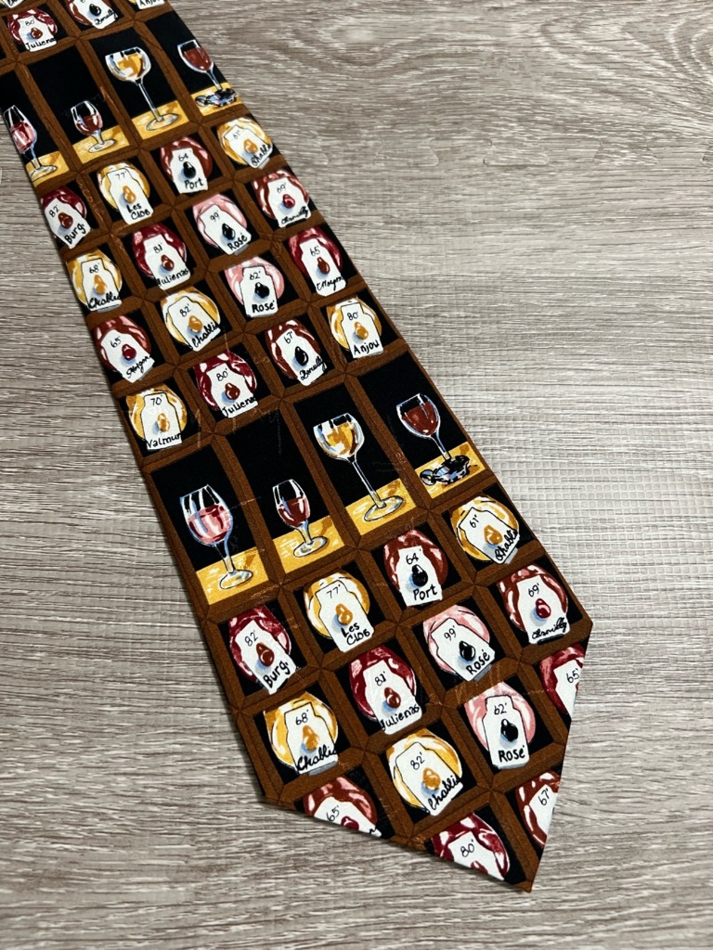 Vintage Nicole Miller Novelty Wine glass Men's silk Tie